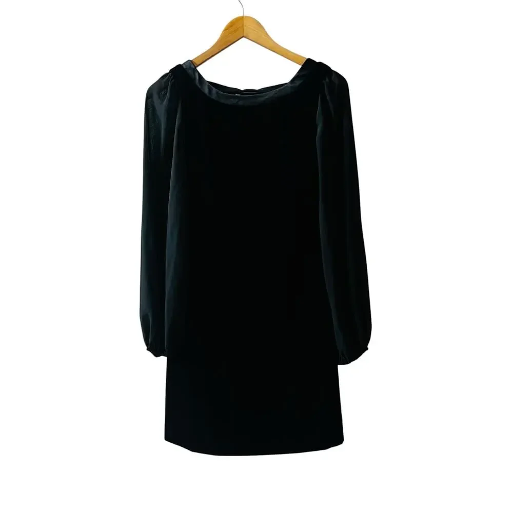 White House Black Market Velvet Ballon Long Sleeve Dress Size 0 Black - Picture 2 of 9